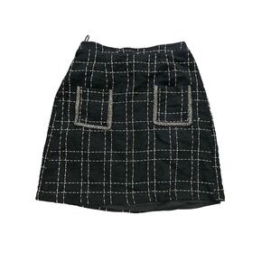Bloomchic Black Plaid Textured Pocket Skirt Womens‎ Size 14 16